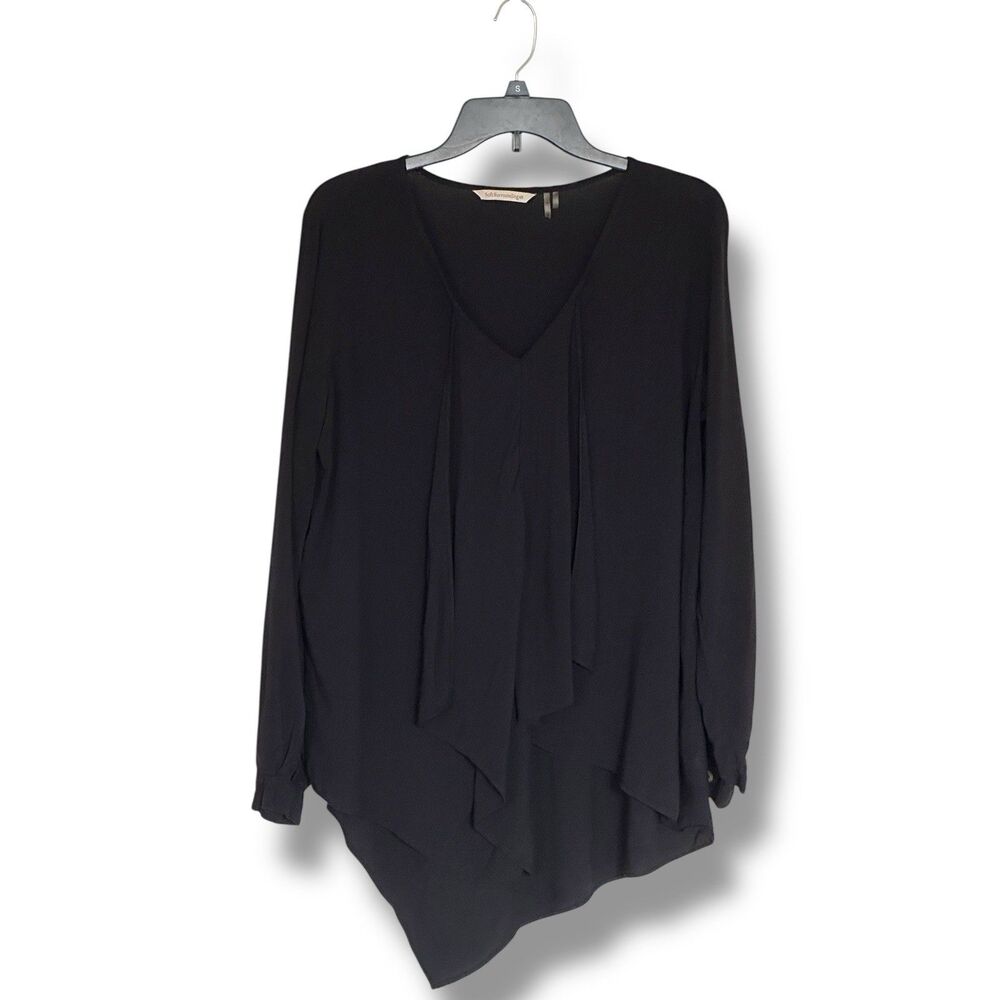 Soft Surroundings Asymmetrical Tunic Top Draped Front Black Size Med Lagenlook